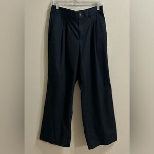 Lands End Womens Black Wide Leg Pants Trousers Sz 10 Black Nylon Blend Quick Dry